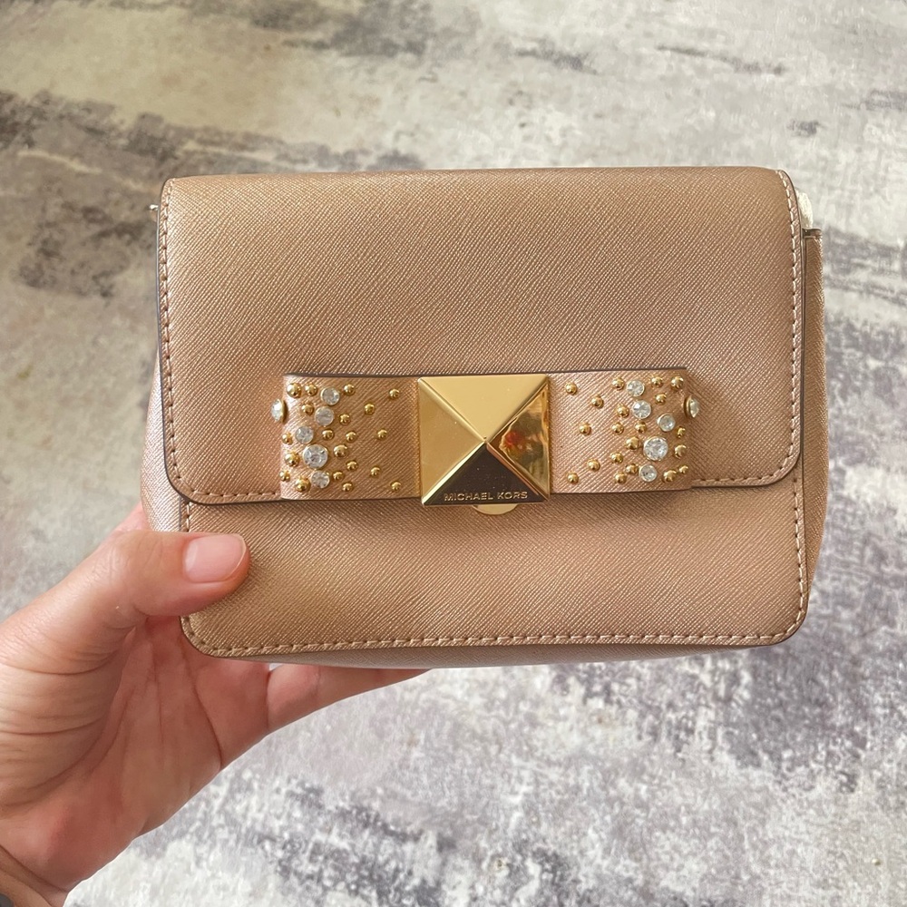Michael Kors Gold and Tan Clutch